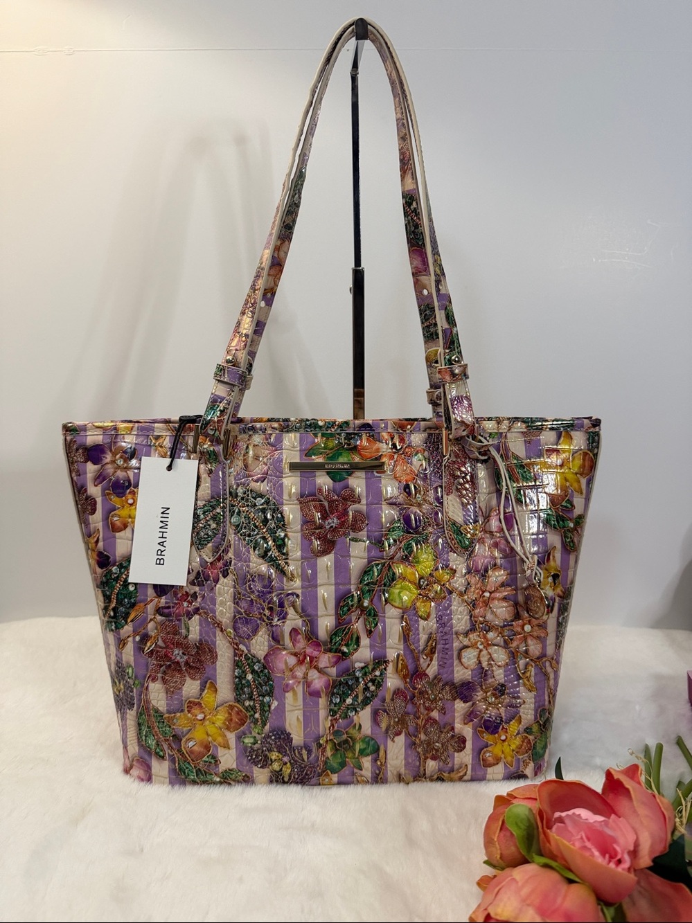 Brahmin medium Asher pinstripe petals Melbourne